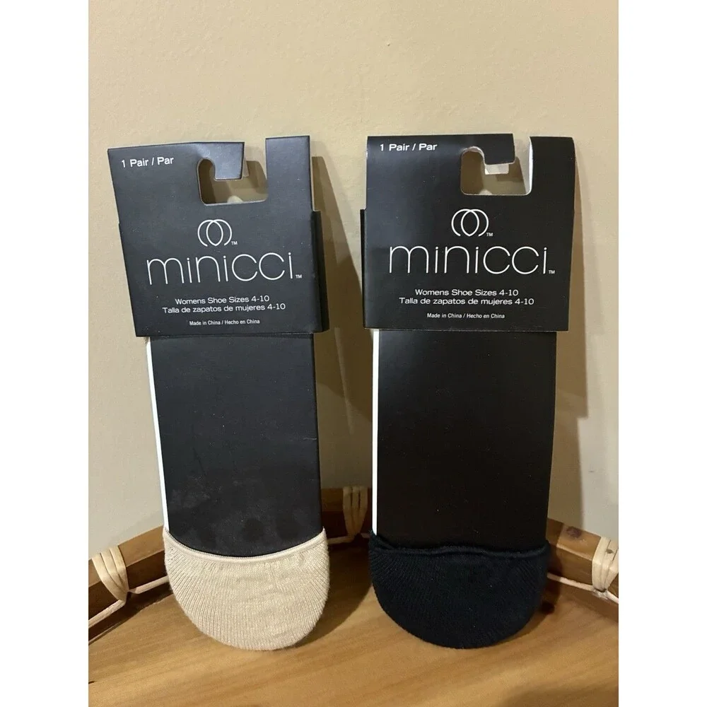 2 Pairs Women's Hidden Hourglass Liner Socks Gel Heel Minicci Size M/L(4-10) New